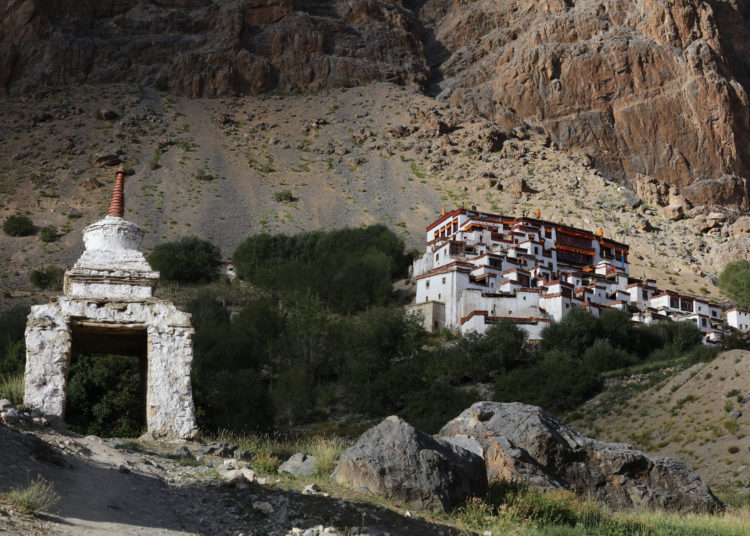 Image shows monastic castles on large mountains